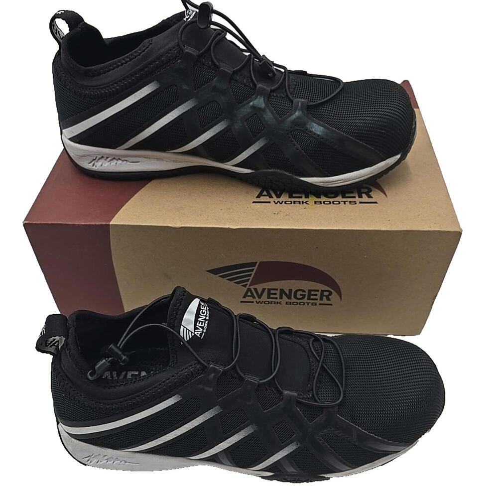 Avenger A1035 Hydo CN Work Steel Toe Womens 8.5 Wide Black And White Boots‎